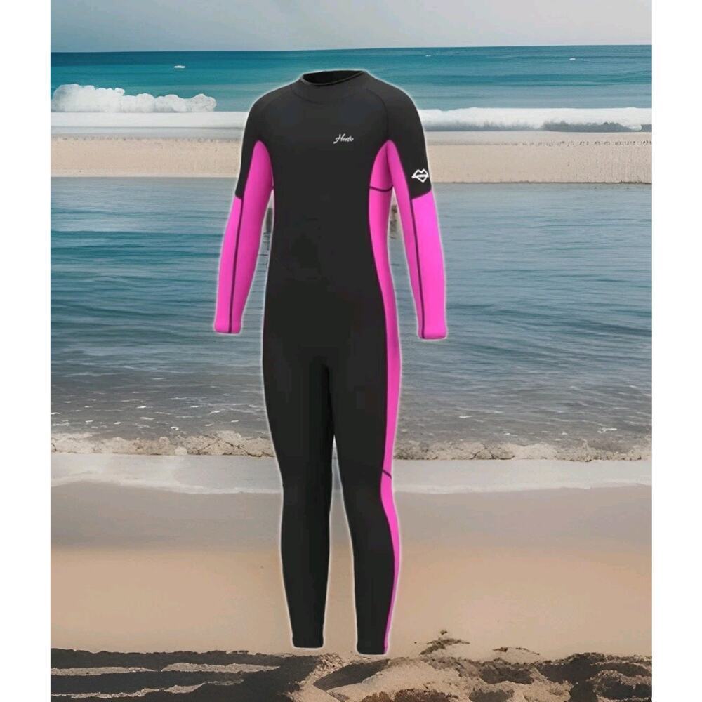 NWT! Hevto Wetsuit YOUTH 3/2mm Neoprene Full Wet Suits Pink/Black Sz 10 Slim